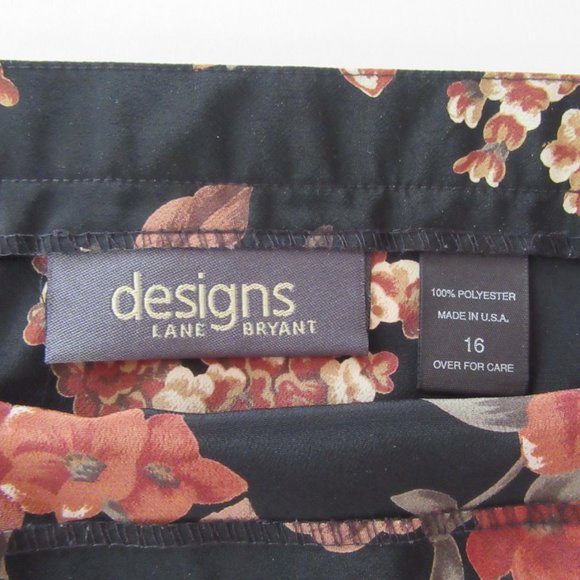 Vintage 1990s black & terracotta floral wrap midi skirt & scarf sz. 16 - Picture 10 of 14